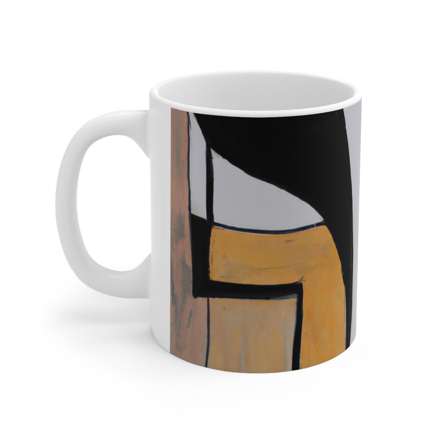 "Explorando el equilibrio y el patrón en el arte abstracto" - Taza de cerámica The Alien de 11 oz