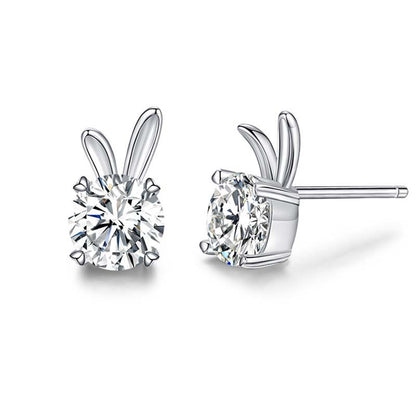 Women's Rabbit Moissanite Sterling Silver Earrings