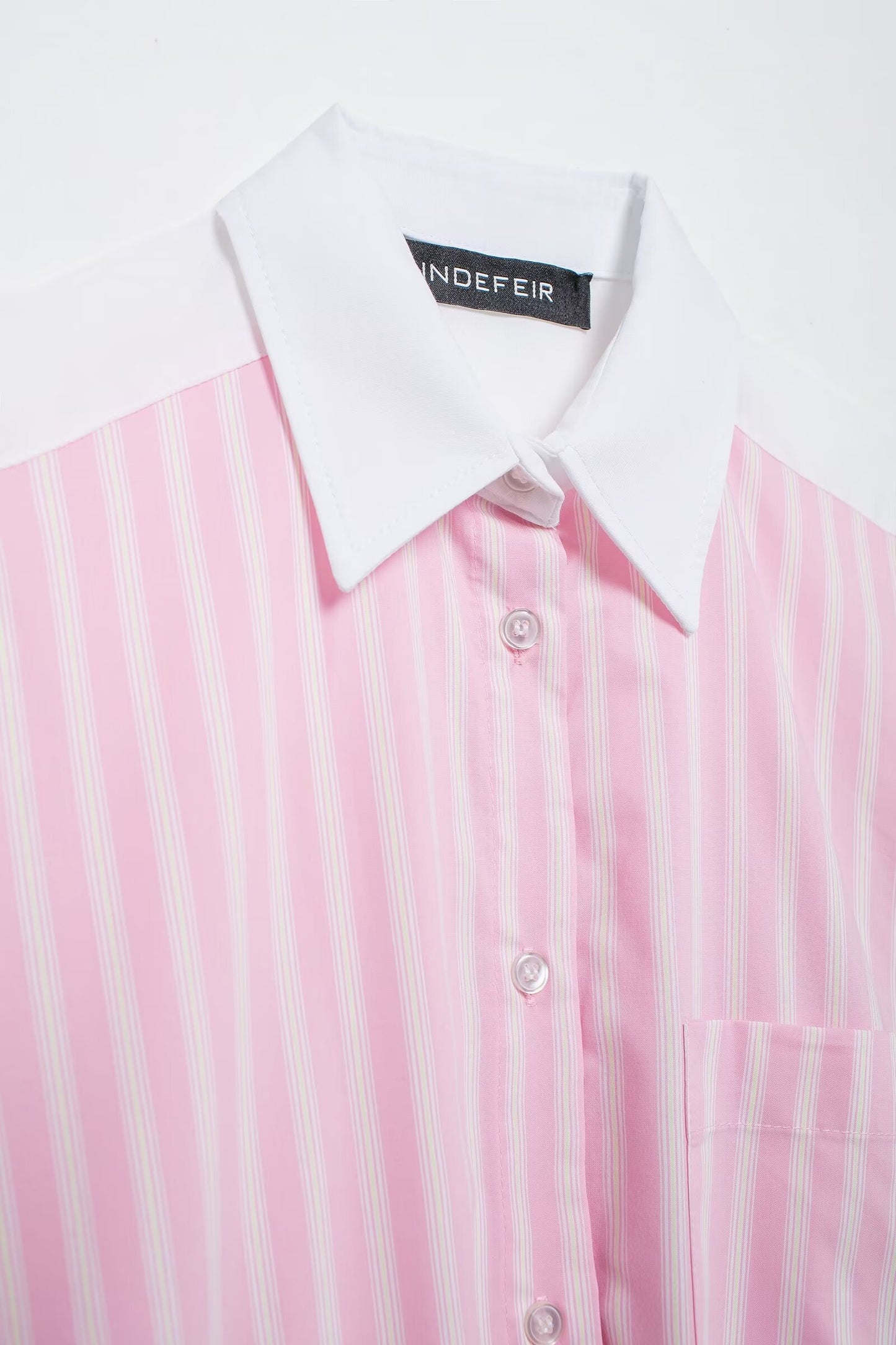 Summer Striped Color Stitching Turnover Neck Loose Poplin Shirt Top