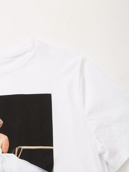 Damenbekleidung, T-Shirt mit Marilyn-Monroe-Aufdruck, kurzärmelig