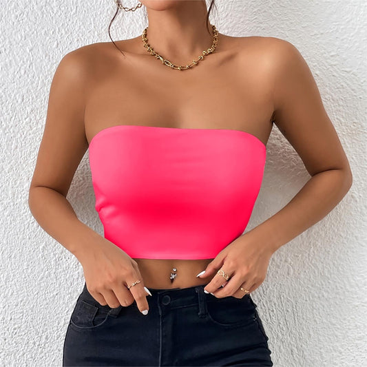 Sexy Cropped Tube Top Strapless Vest Outer Wear Tank Top Vest for Women