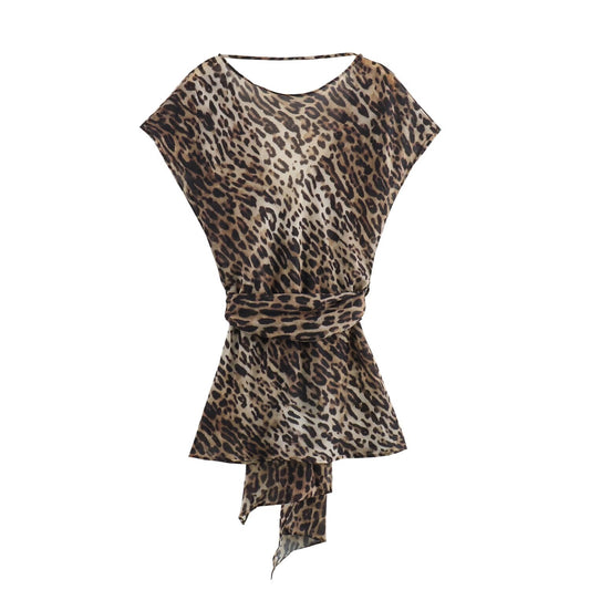 Summer Women Clothing Slim Animal Print Top