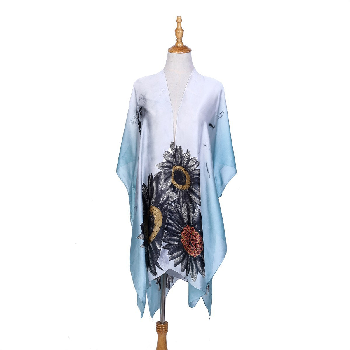 Leopardenmuster Imitationsseidenstoff Sonnenschutz Strand Strand vertuschen Kimono Cardigan Badeanzug