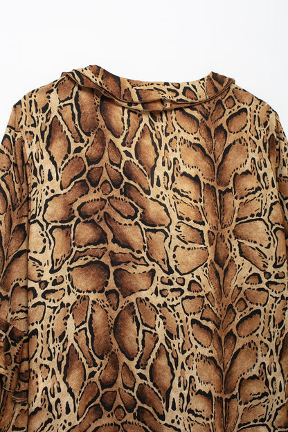 Women Clothing Manufacturers V Neck Leopard Print Women Shirt Ruffled Long Sleeve Loose Top