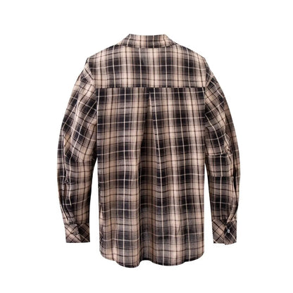 Retro Plaid Shacket Early Autumn Women Loose Early Autumn Shirt