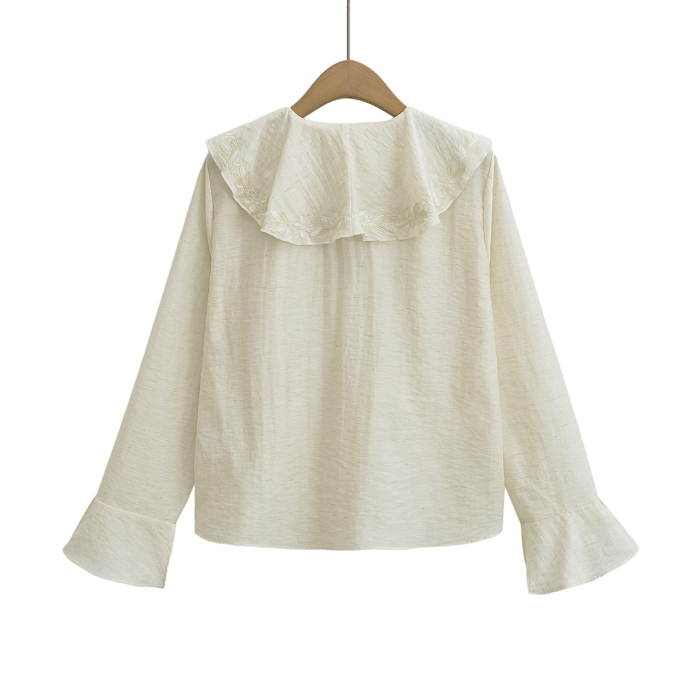 Women All Match Ruffles Lace up Loose Top Shirt