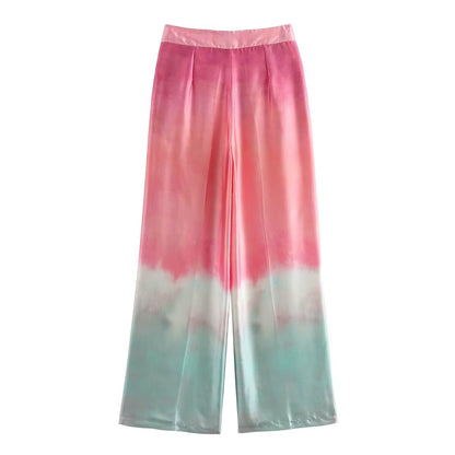 Women Clothing Spring Tie Dye Printed Shirt Trousers Sets