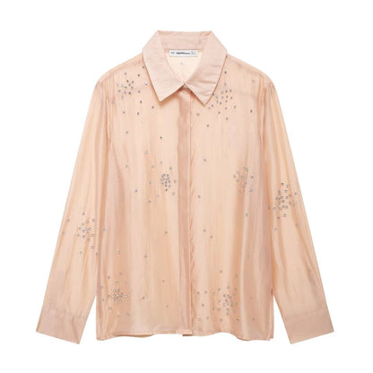 Women Clothing Classic Western All Matching Jewelry Embroidered Shirt