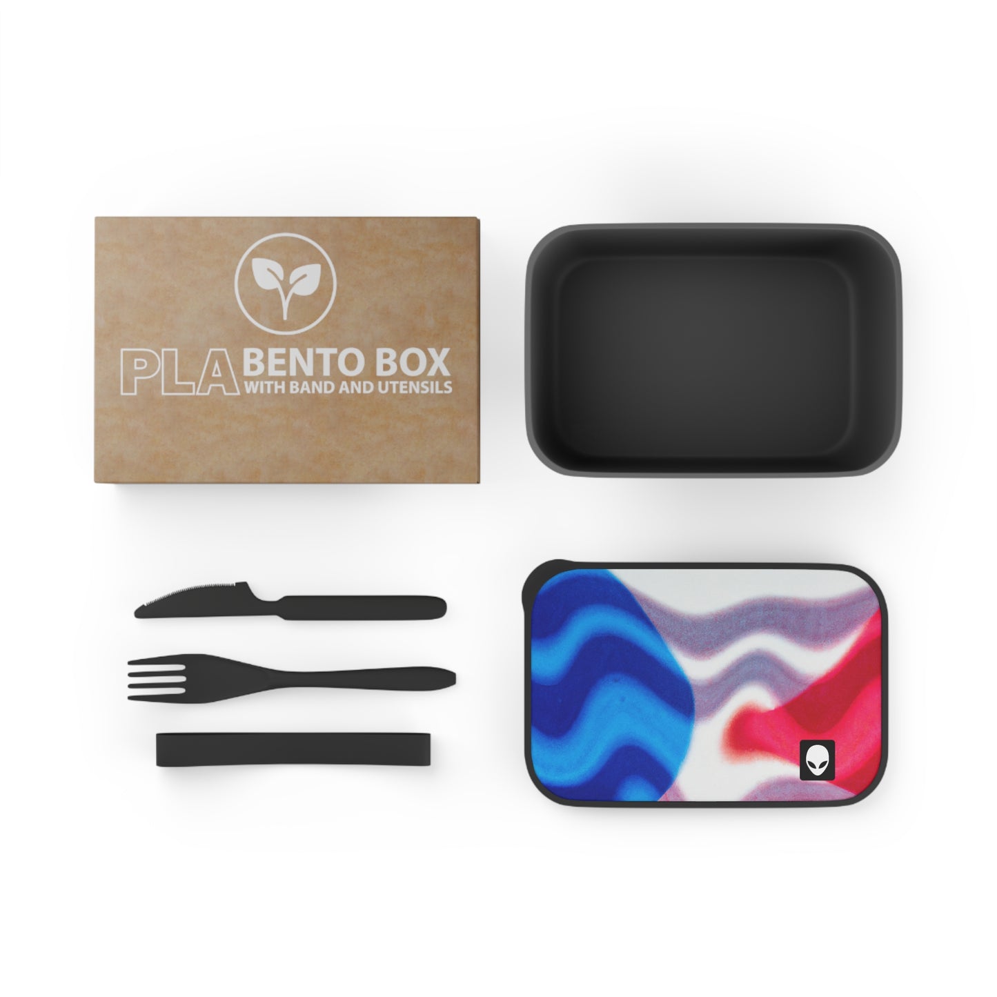 „Illuminated Reflection: Exploring Light and Shadow Through Art“ – Die umweltfreundliche PLA-Bento-Box von Alien mit Band und Utensilien