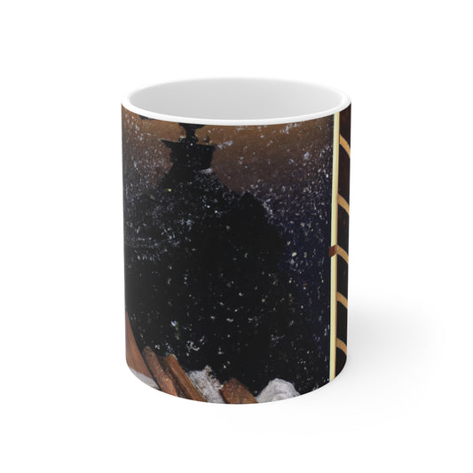 "A Tale of Storytelling Art: A Mixed Media Masterpiece" - The Alien Ceramic Mug 11 oz