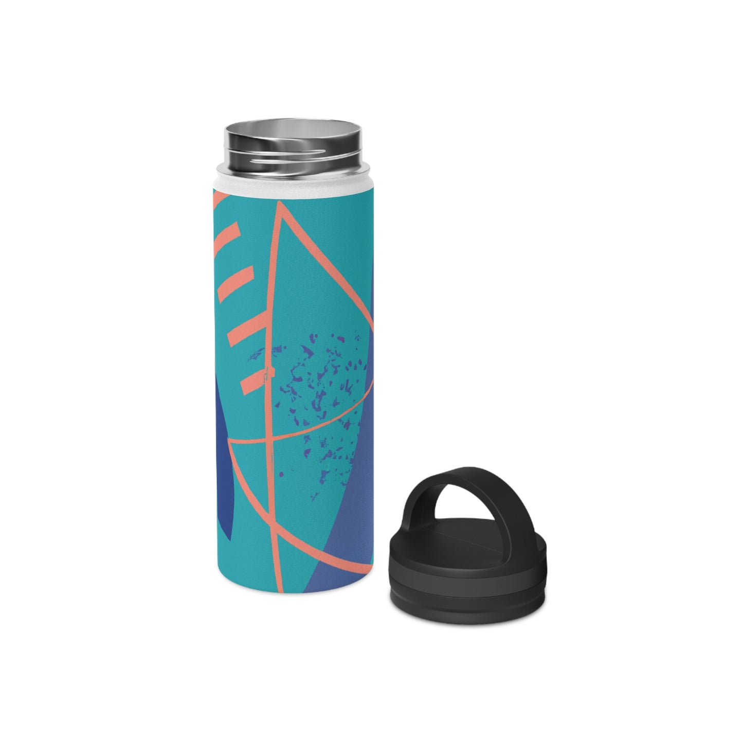 Geometric Artistry: An Exploration of Color and Form - The Alien Stainless Steel Water Bottle, Handle Lid