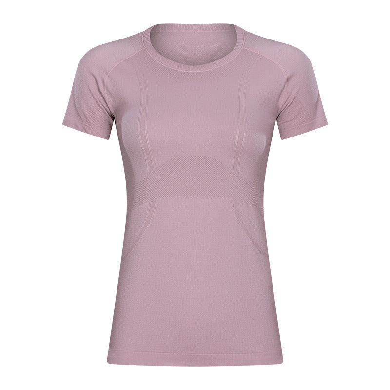 Short Sleeve round Neck Exercise T-shirt Slim Fit Breathable Yoga Short Sleeve Spring Summer Women