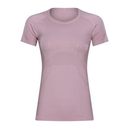 Short Sleeve round Neck Exercise T-shirt Slim Fit Breathable Yoga Short Sleeve Spring Summer Women