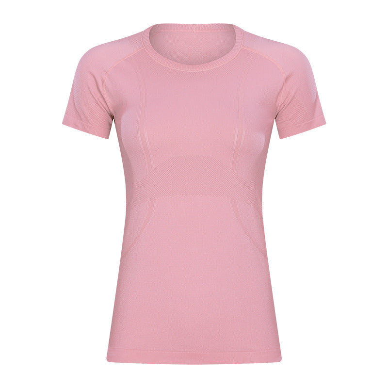 Short Sleeve round Neck Exercise T-shirt Slim Fit Breathable Yoga Short Sleeve Spring Summer Women