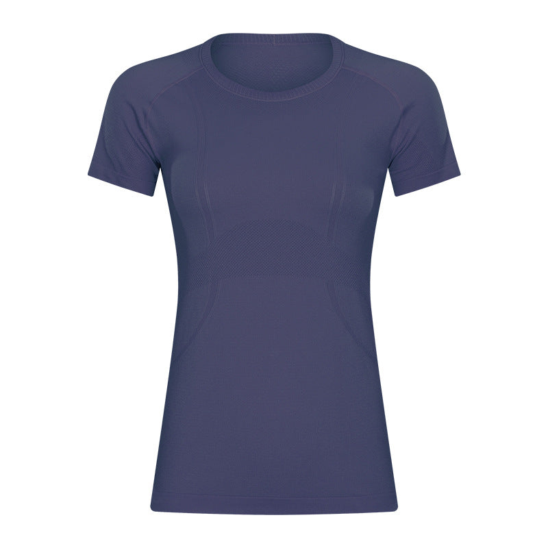 Short Sleeve round Neck Exercise T-shirt Slim Fit Breathable Yoga Short Sleeve Spring Summer Women