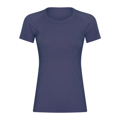 Short Sleeve round Neck Exercise T-shirt Slim Fit Breathable Yoga Short Sleeve Spring Summer Women