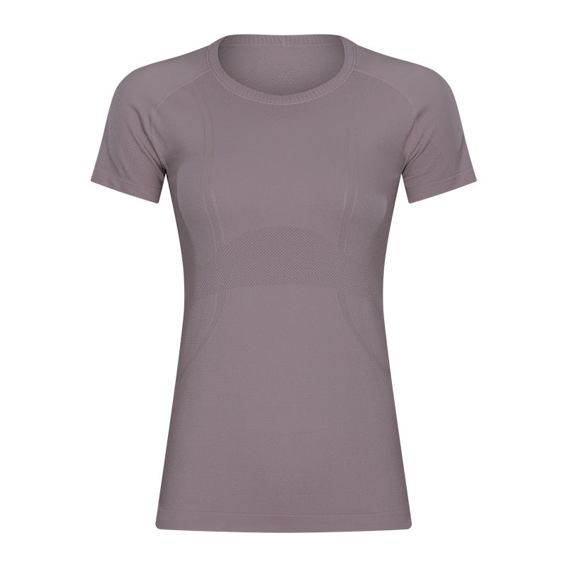 Short Sleeve round Neck Exercise T-shirt Slim Fit Breathable Yoga Short Sleeve Spring Summer Women