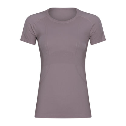 Short Sleeve round Neck Exercise T-shirt Slim Fit Breathable Yoga Short Sleeve Spring Summer Women