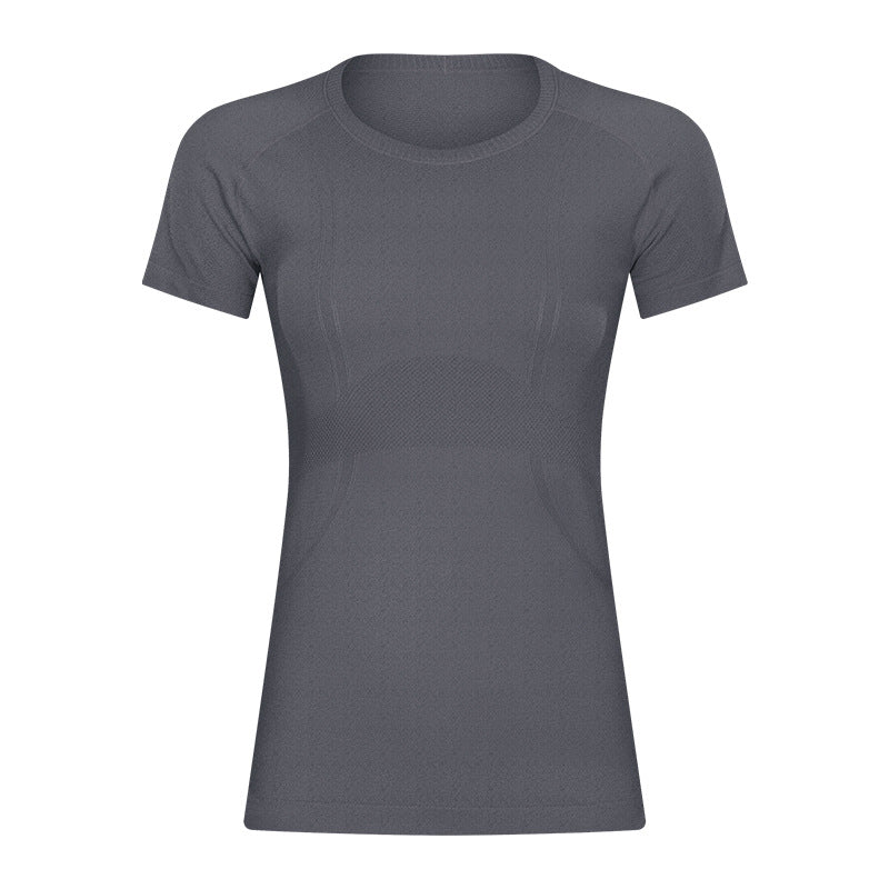 Short Sleeve round Neck Exercise T-shirt Slim Fit Breathable Yoga Short Sleeve Spring Summer Women