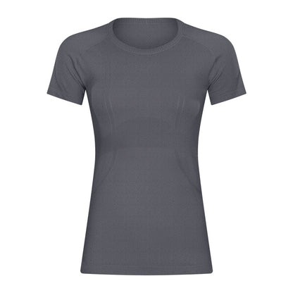 Short Sleeve round Neck Exercise T-shirt Slim Fit Breathable Yoga Short Sleeve Spring Summer Women