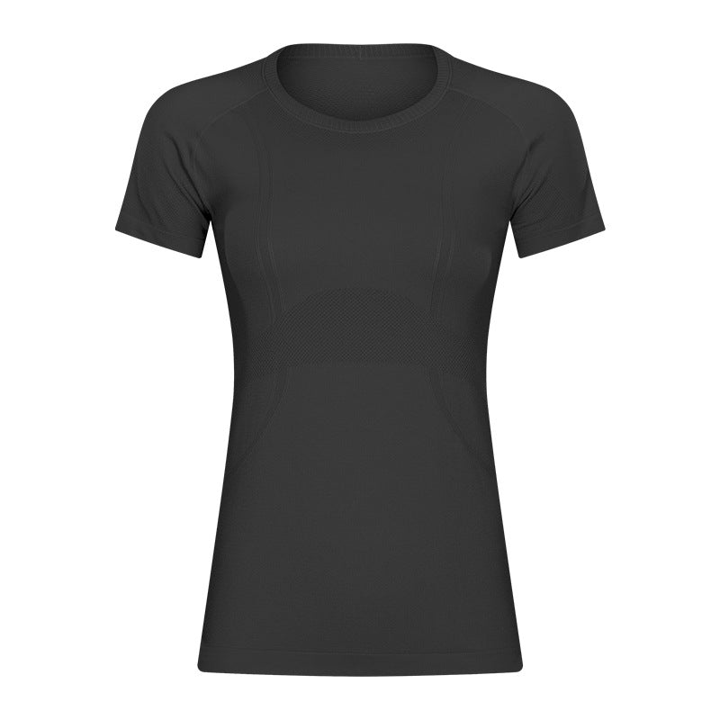 Short Sleeve round Neck Exercise T-shirt Slim Fit Breathable Yoga Short Sleeve Spring Summer Women