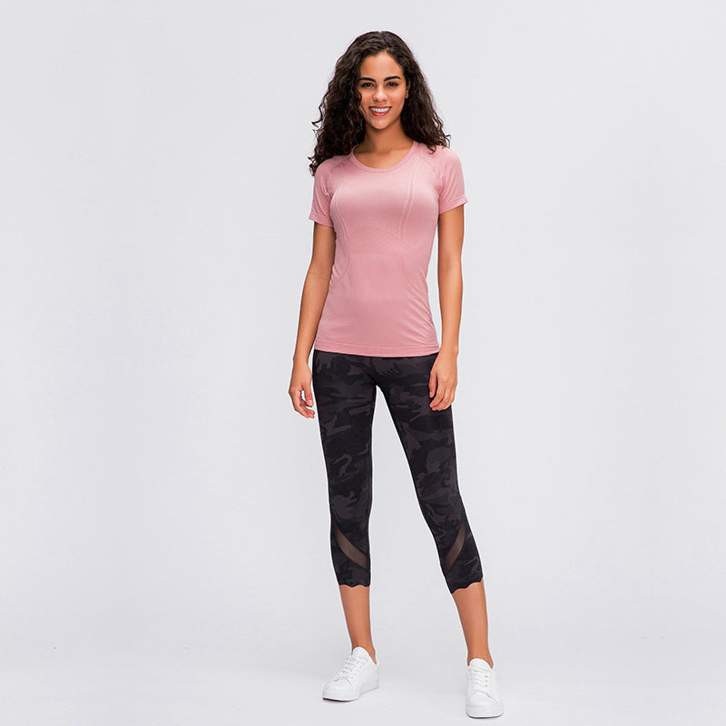 Kurzarm Rundhals Übung T-shirt Slim Fit Atmungsaktiv Yoga Kurzarm Frühling Sommer Frauen