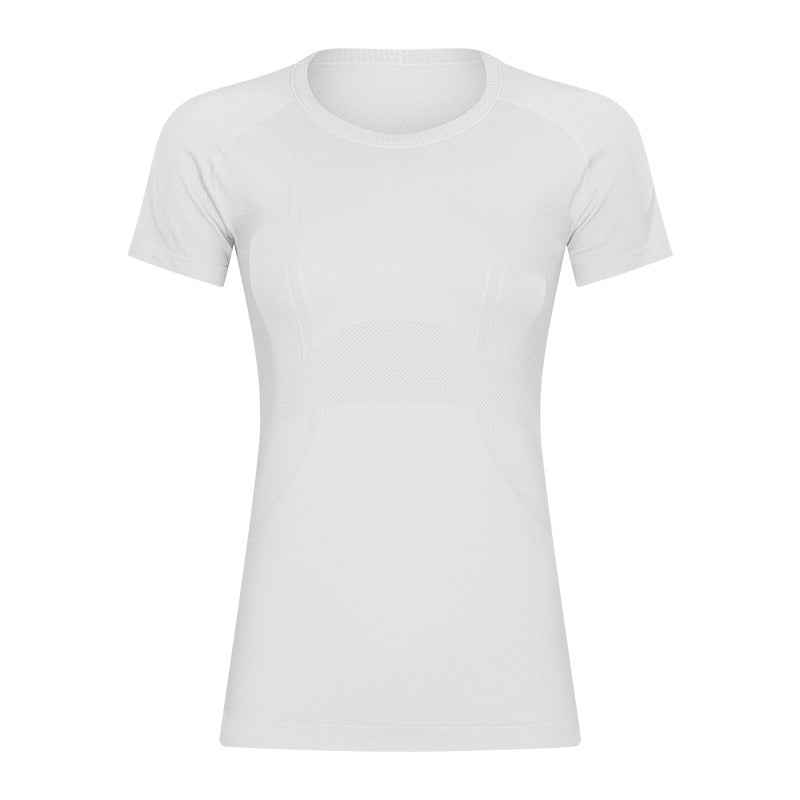 Short Sleeve round Neck Exercise T-shirt Slim Fit Breathable Yoga Short Sleeve Spring Summer Women