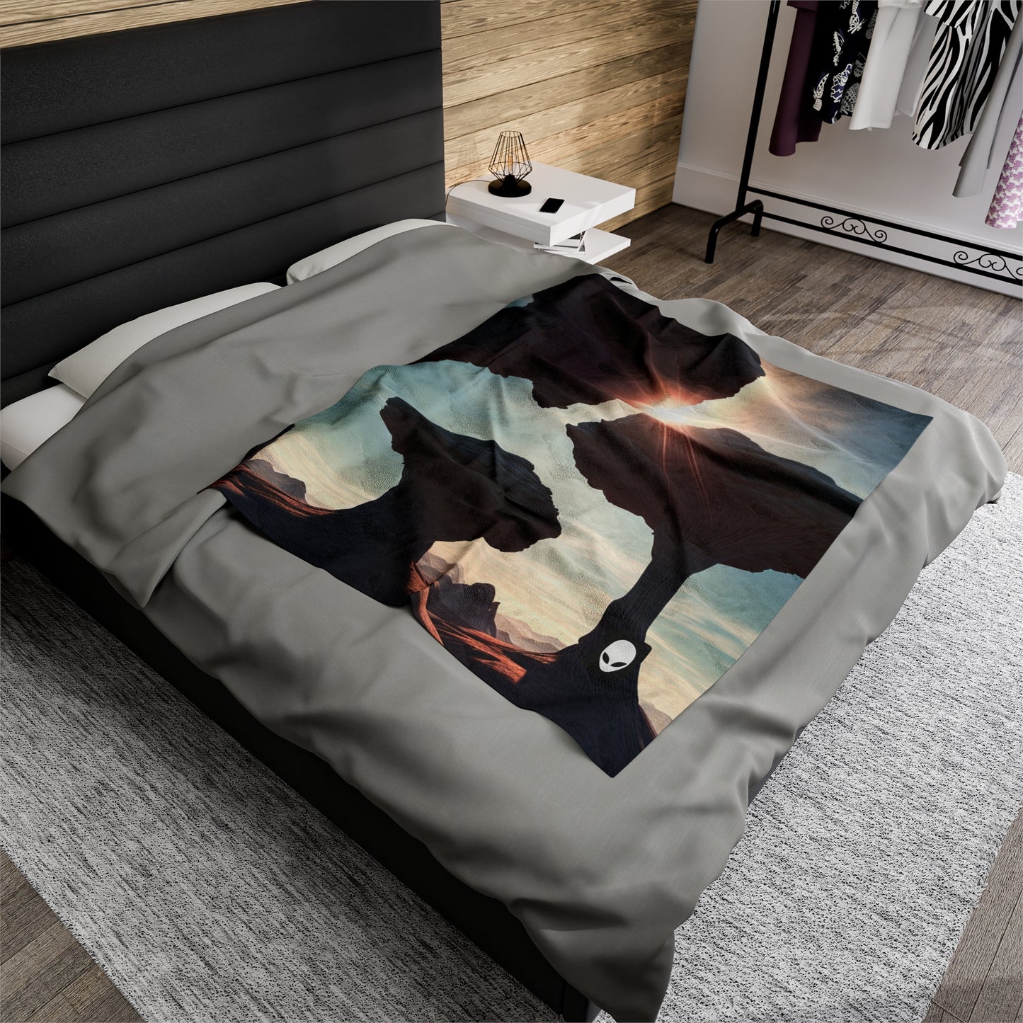 "Alien Landscape Odyssey" - The Alien Velveteen Plush Blanket