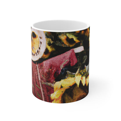 "Centinela solitario del campo de girasoles" - Taza de cerámica The Alien 11 oz