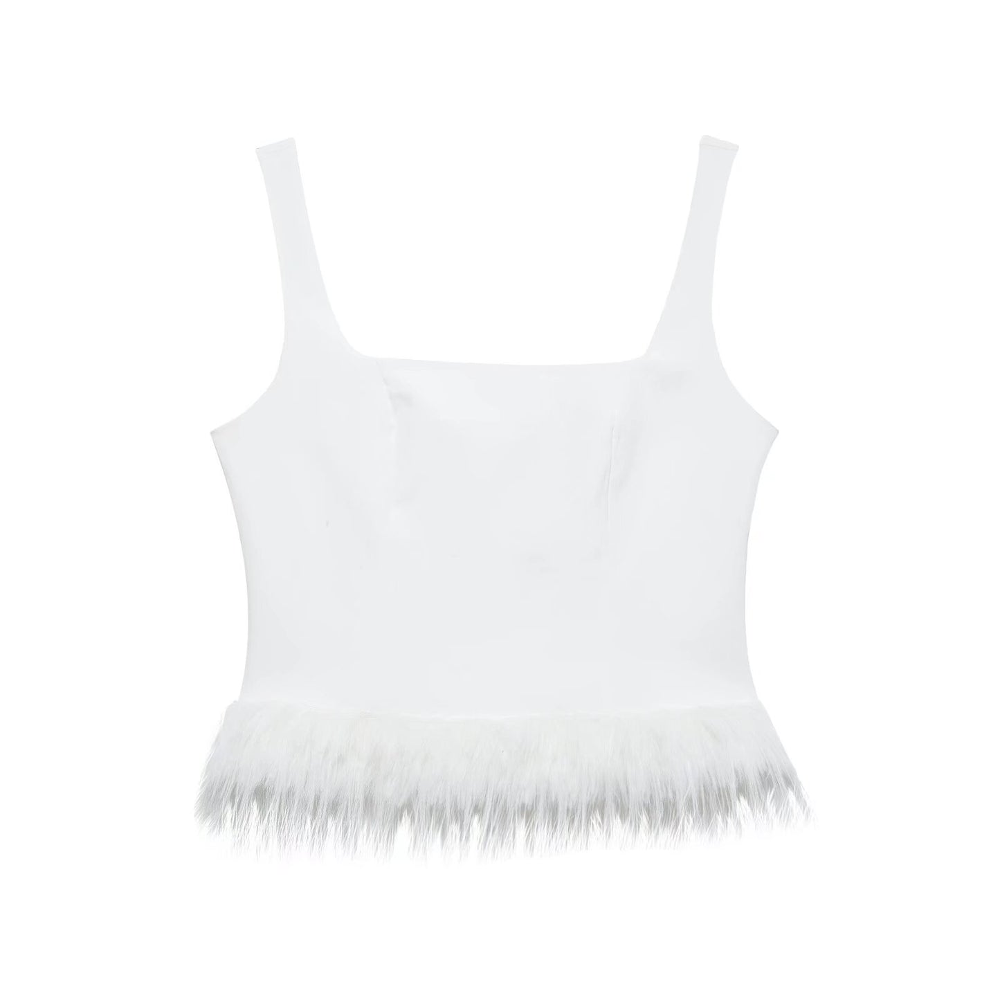 Women Party Feather Elastic Sleeveless Vest Top