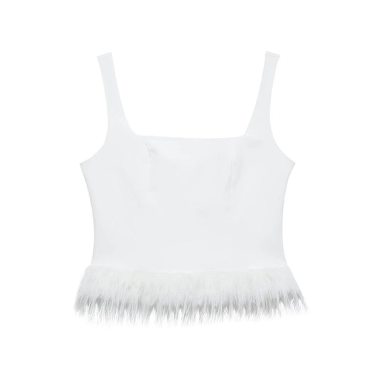 Women Party Feather Elastic Sleeveless Vest Top