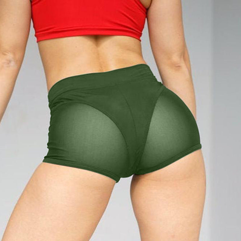 Mesh Stitching Personality  Sports Yoga Stretch Shorts