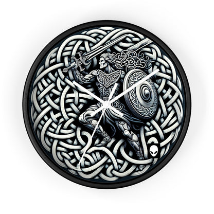 "Celtic Knight: Sword & Shield in Ancient Knots" - The Alien Wall Clock Celtic Art Style