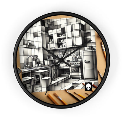 "Cubist Kitchen Collage" - The Alien Wall Clock Cubism Style