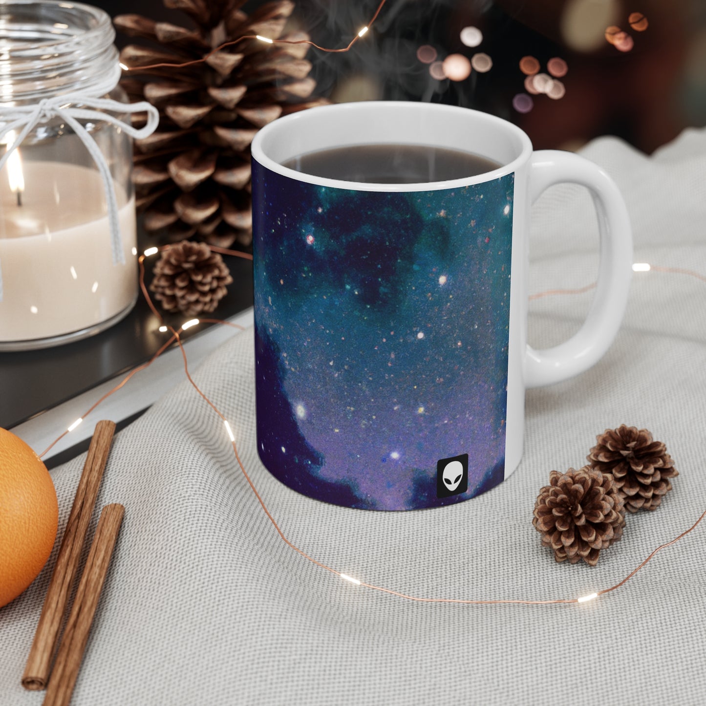 "Sinfonía celestial de medianoche" - La taza de cerámica alienígena 11 oz