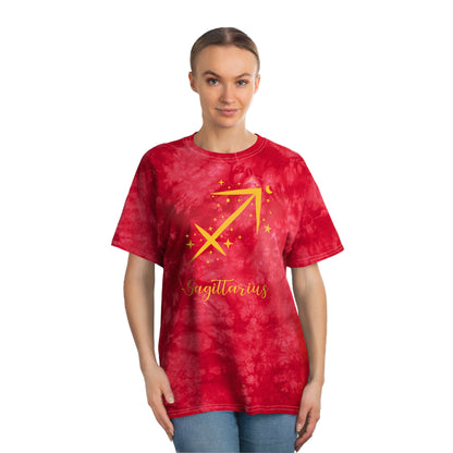 Signo del zodiaco Sagitario: camiseta con efecto tie-dye alienígena, cristal