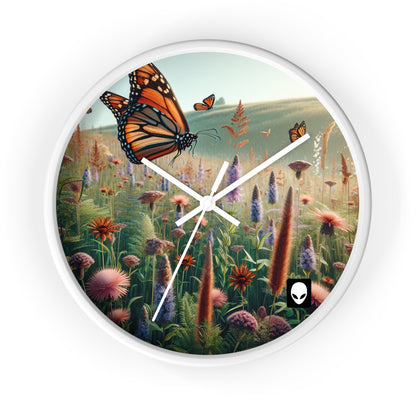 "A Monarch in Wildflower Meadow" - The Alien Wall Clock Realism Style