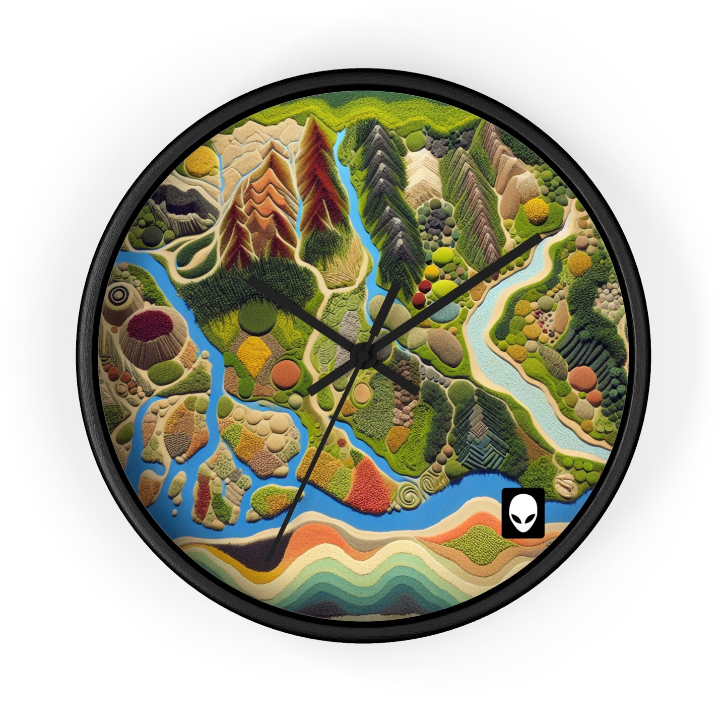 "Mapping Mother Nature: Crafting a Living Mural of Our Region". - The Alien Wall Clock Land Art Style