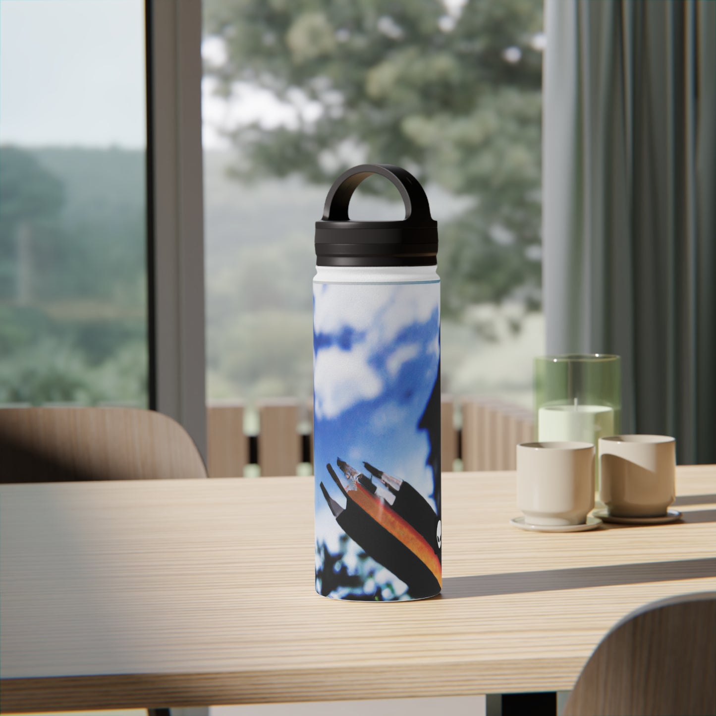 "Colors of Home: Exploring Place Through Art" - The Alien Stainless Steel Water Bottle, Handle Lid