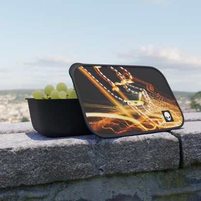 "Chaotic Disruption: An Abstract Exploration" - The Alien Eco-friendly PLA Bento Box with Band and Utensils