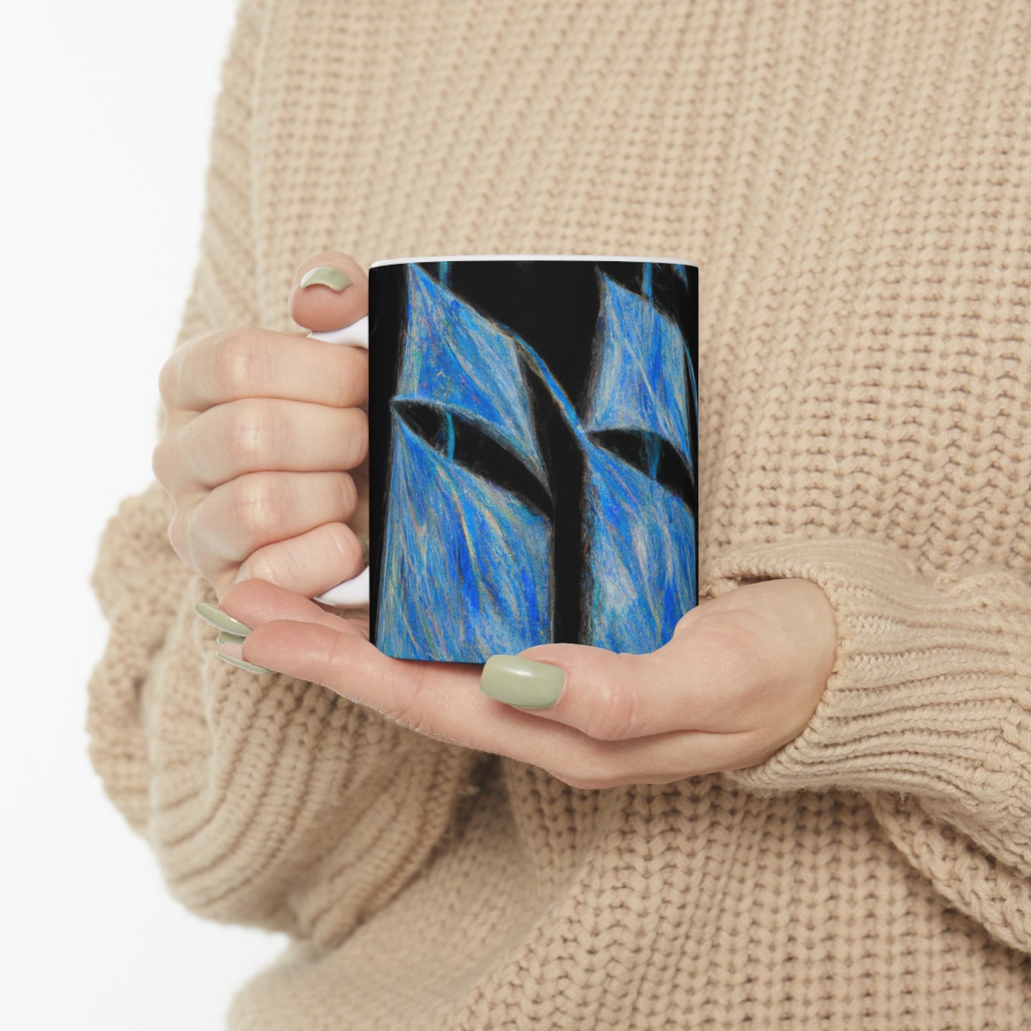 "El velero azul y las velas blancas: Una aventura de libertad en el mar" - The Alien Ceramic Mug 11 oz