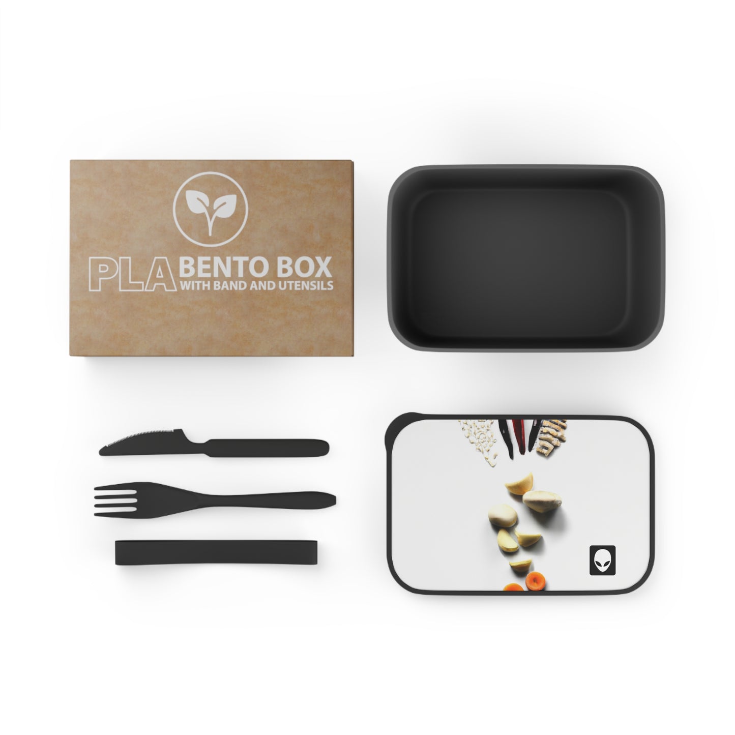 "Cocinando creatividad: arte de cocina de bricolaje" - La caja Bento de PLA ecológica Alien con banda y utensilios