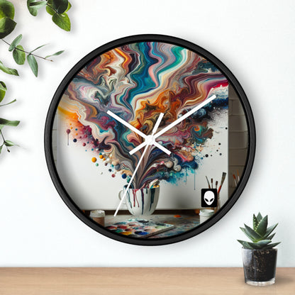 „Ein aus Farbe gegossenes Paradies: Acryl-Gießkunst“ – Die Alien-Wanduhr im Acryl-Gießstil