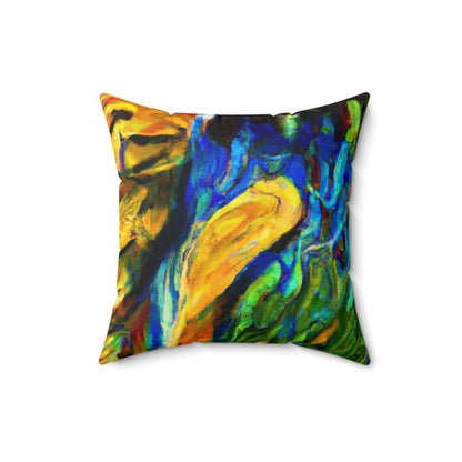 "Un gato entre las hojas de té celestiales" - The Alien Square Pillow