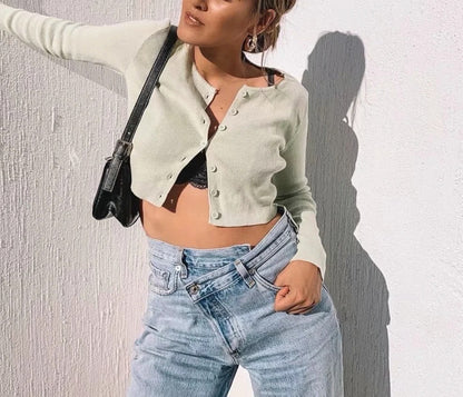 Frühlingsjeans Damen lockere helle Farbe Internet-Promi-Star Chiya Na Krawatte gleiche falsche Taille Papa Hose