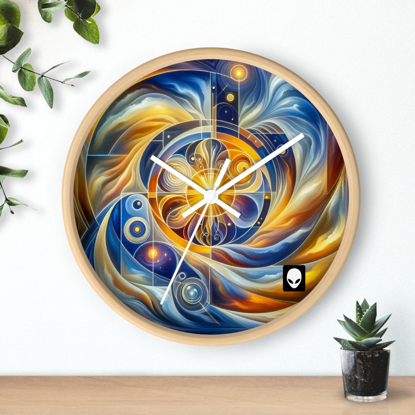 "Ascending Divinity: A Spiritual Awakening in Vibrant Geometry" - The Alien Wall Clock Religious Art Style