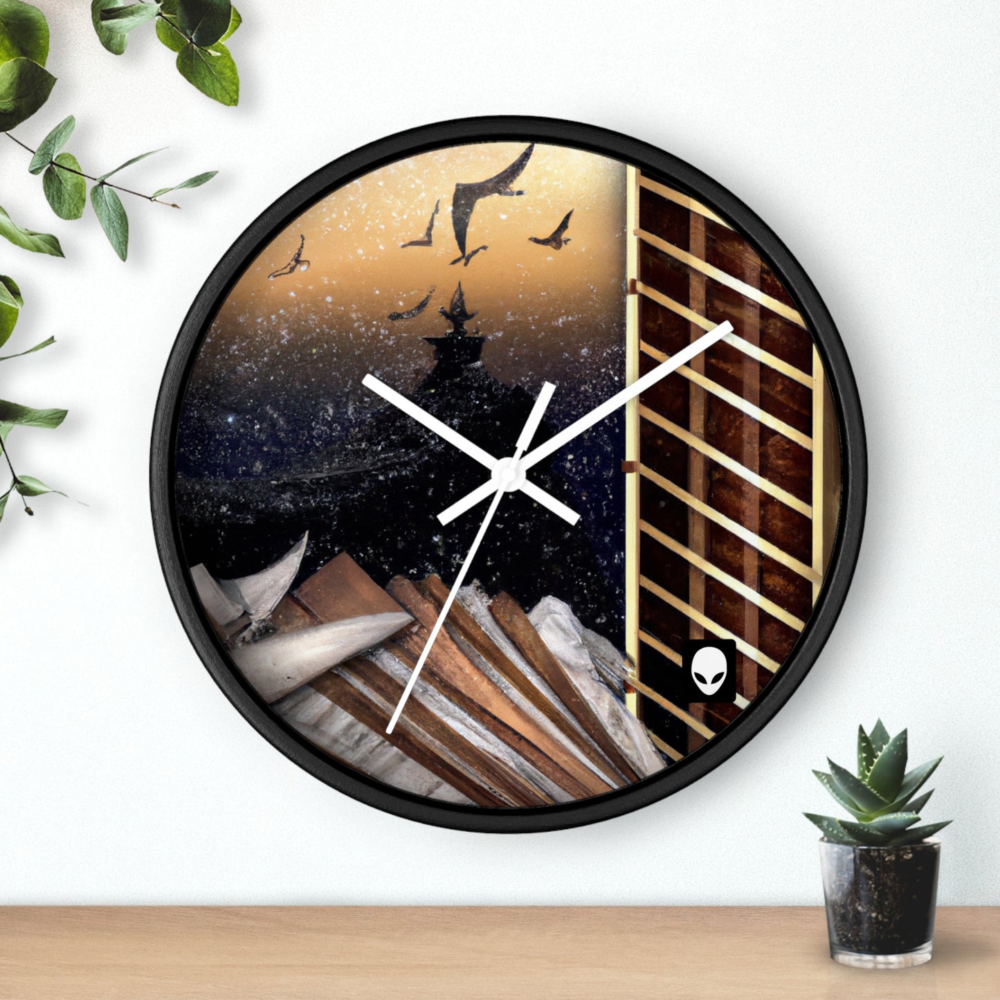 "A Tale of Storytelling Art: A Mixed Media Masterpiece" - The Alien Wall Clock