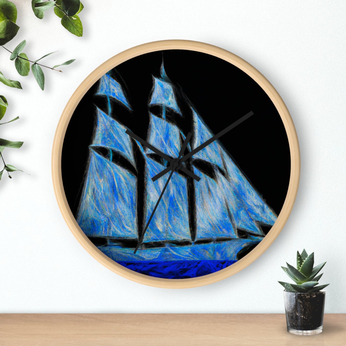 "El velero azul y las velas blancas: Una aventura de libertad en el mar" - The Alien Wall Clock