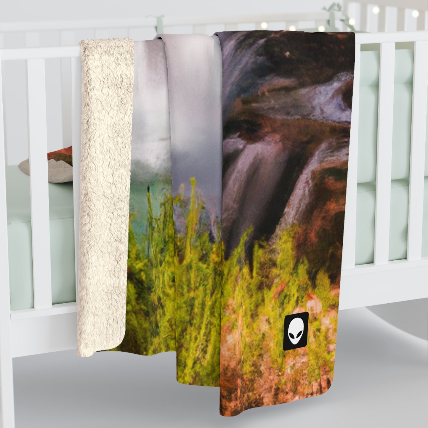 "Capturing Nature's Beauty: Crafting an Iconic Landscape in Vibrant Art" - The Alien Sherpa Fleece Blanket