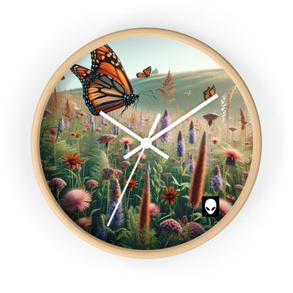 "A Monarch in Wildflower Meadow" - The Alien Wall Clock Realism Style